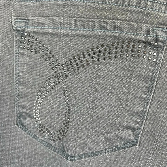NYDJ Womens Flare Jeans Gray High Rise Stretch Embellished Made in USA 12 Petite - Picture 9 of 12